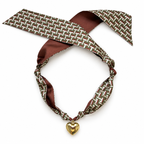 The Alexandra silk scarf necklace with gold heart pendant 