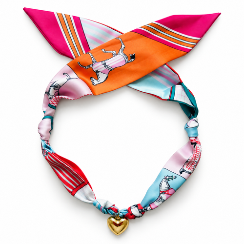 The Amanda silk-blend scarf necklace with gold heart pendant 