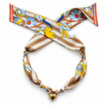 The Angela silk scarf necklace with gold heart pendant 