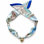 The Audrey silk-blend scarf necklace with gold heart pendant 
