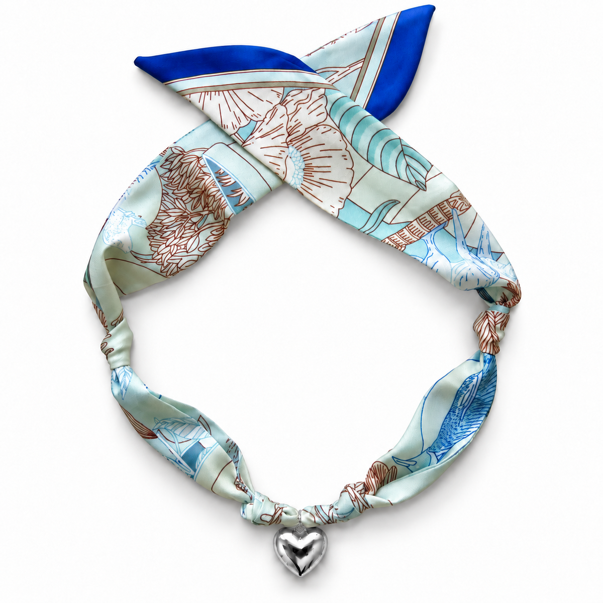 The Audrey silk-blend scarf necklace with silver heart pendant 