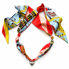 The Caroline silk scarf necklace with silver heart pendant 