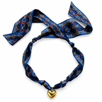 The Coley silk scarf necklace with gold heart pendant 