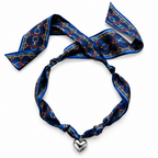 The Coley silk scarf necklace with silver heart pendant 