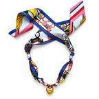 The Droubi silk scarf necklace with gold heart pendant 