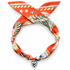 The Elaine silk-blend scarf necklace with silver heart pendant 