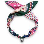 The Elise silk-blend scarf necklace with silver heart pendant 