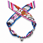 The Elizabeth silk scarf necklace with silver heart pendant 