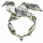 The Ellie silk scarf necklace with silver heart pendant 