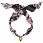 The Frances silk scarf necklace with gold heart pendant 