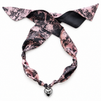 The Frances silk scarf necklace with silver heart pendant 