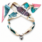 The Grace silk scarf necklace with silver heart pendant 