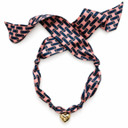 The Hannah silk scarf necklace with gold heart pendant 