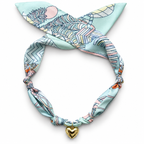 The Jamie silk-blend scarf necklace with gold heart pendant 