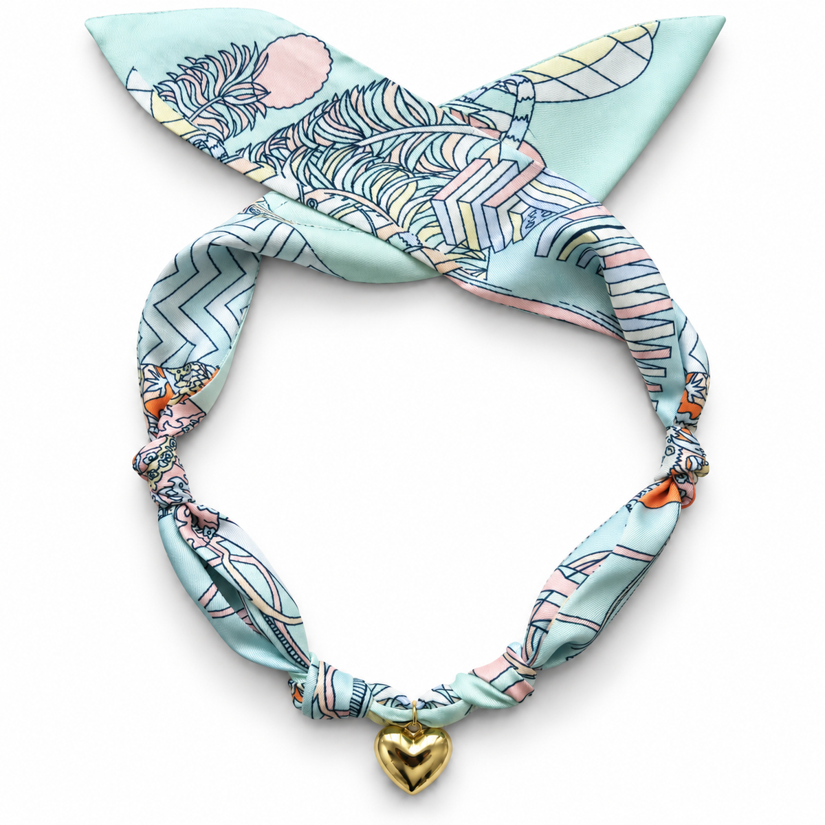 The Jamie silk-blend scarf necklace with gold heart pendant 