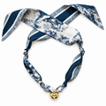 The Katie silk scarf necklace with gold heart pendant 
