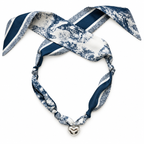 The Katie silk scarf necklace with silver heart pendant 