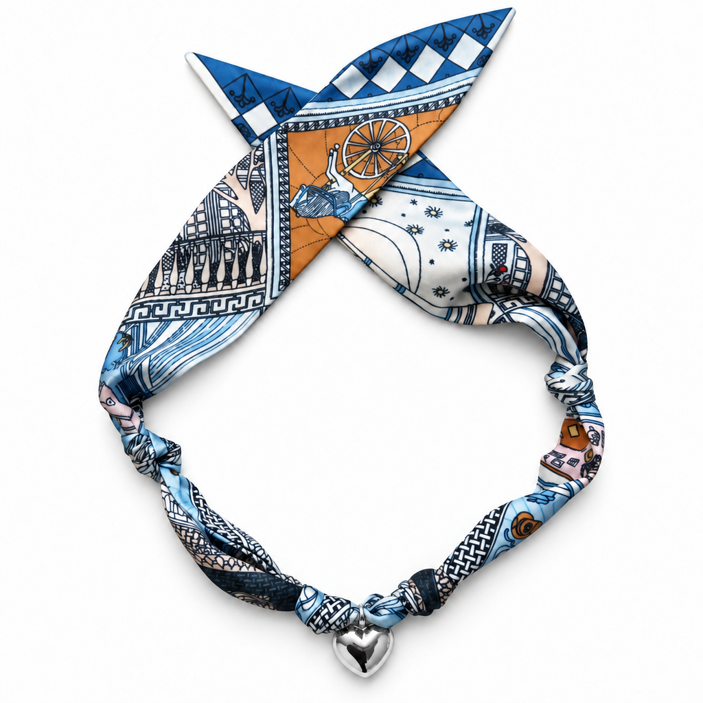 The Kelly silk-blend scarf necklace with silver heart pendant 