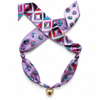The Kim silk scarf necklace with gold heart pendant 