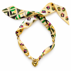 The Margaret silk scarf necklace with gold heart pendant 