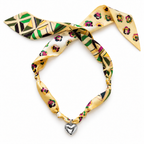 The Margaret silk scarf necklace with silver heart pendant 