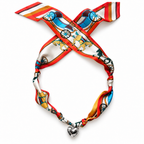 The Michelle silk scarf necklace with silver heart pendant 