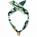 The Monica silk scarf necklace with gold heart pendant 