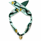 The Monica silk scarf necklace with gold heart pendant 