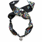 The Nicole silk scarf necklace with silver heart pendant 