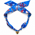 The Peterman silk scarf necklace with gold heart pendant 