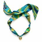 The Shirelle silk scarf necklace in with gold heart pendant