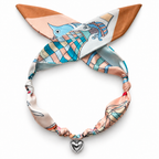 The Sofia silk-blend scarf necklace with silver heart pendant