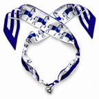 The Schaefer silk scarf necklace in purple with silver heart pendant