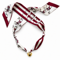 The Commons silk scarf necklace in maroon with gold heart pendant