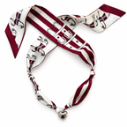 The Commons silk scarf necklace in maroon with silver heart pendant