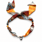 The Tina silk scarf necklace with silver heart pendant 