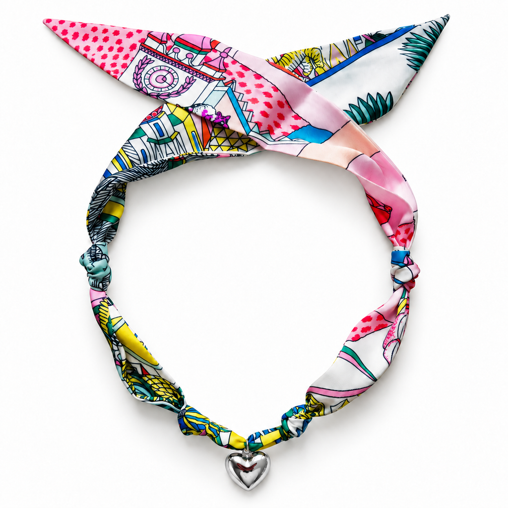 The Whitney silk-blend scarf necklace with silver heart pendant